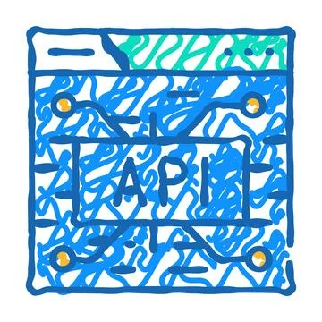 Api financial technology icon doodle illustration Stock Illustration