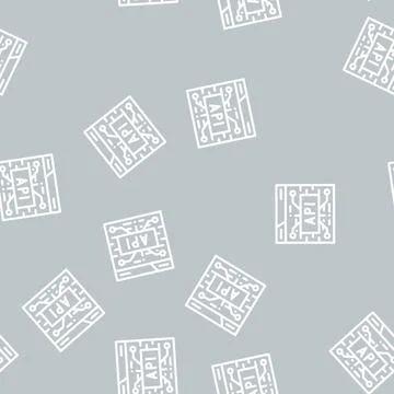 Api financial technology line vector seamless pattern Stock Illustration