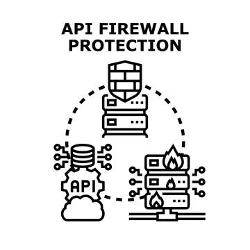 Api firewall protecting data and network server Stock Illustration