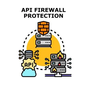 Api firewall protecting data and network server Stock Illustration