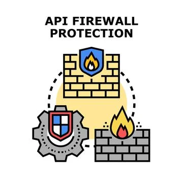 Api firewall protection concept for network security Stock Illustration