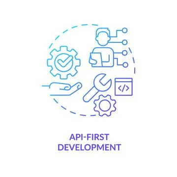 API first development blue gradient concept icon Stock Illustration