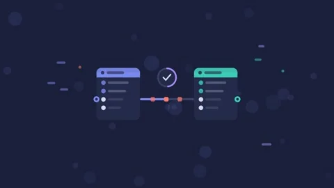 API Gateway Sync animation, dark indigo blue flat design motion graphic Stock Footage 342455942