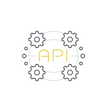 API icon, application programming interface, software integration, line vecto Stock Illustration