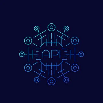 API icon, application programming interface, software protocols, linear イラスト素材