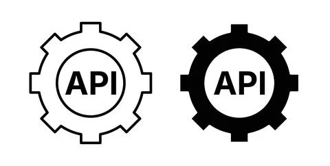 API icon collection in black, Line icons, flat symbols Stock Illustration