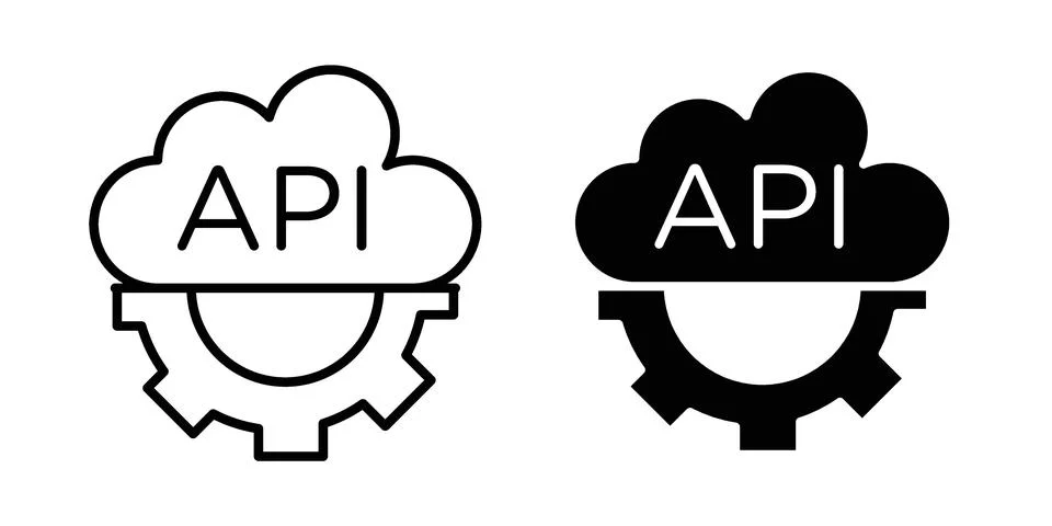 API icon drawing lines. Silhouette style vector bundle Stock Illustration