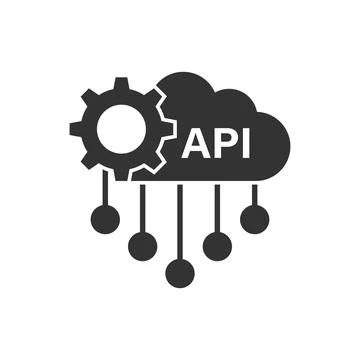 API icon in flat style. Software integration vector illustration on isolate.. Illustrazione stock
