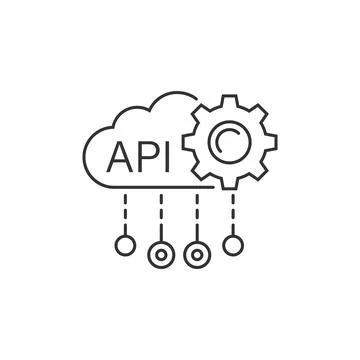 API icon in flat style. Software integration vector illustration on isolate.. Stock Illustration