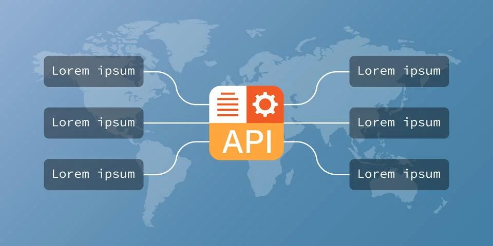 API icon in flat style. Software integration vector illustration on isolate.. Stockillustratie
