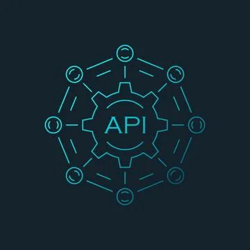 API icon in flat style. Software integration vector illustration on isolate.. イラスト素材