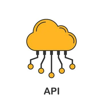 API icon in flat style. Software integration vector illustration on isolate.. Stock Illustration