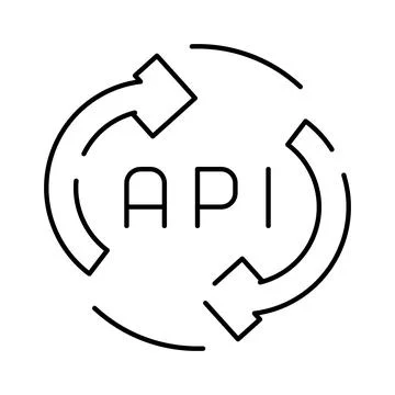 Api icon illustrating data exchange and integration process Stock Illustration