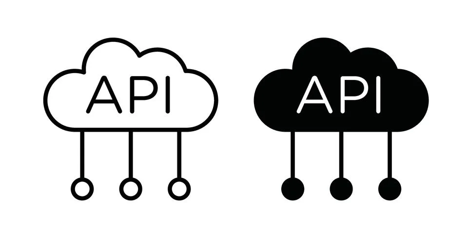 API icon. Line Drawings and Silhouettes icons Stock Illustration
