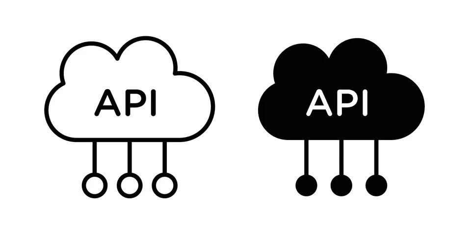 API icon silhouette vector set. thin line pack Illustrazione stock