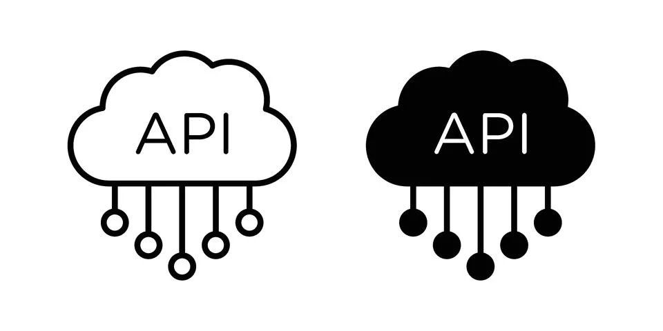 API icon vector concepts, line and silhouette style 스톡 일러스트