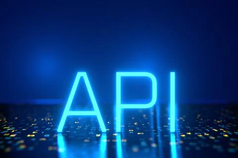 API inscription on a technological background. operating system software deve Illustrazione stock