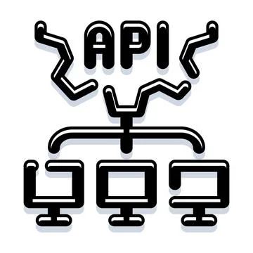 Api integrating software applications and data networks Stock Illustration