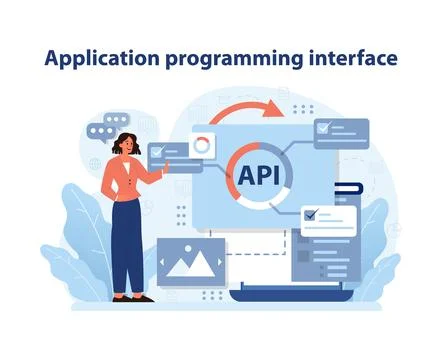 API Integration and Development. Illustrazione stock