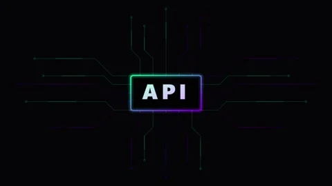 Api integration concept: digital circuit board animation with glowing data .. Stock-Footage 344858463