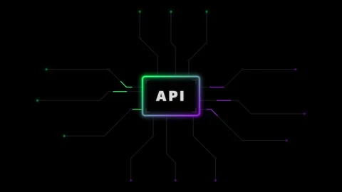 Api integration concept with glowing digital circuitry and data flow animat.. 库存影片 344858467