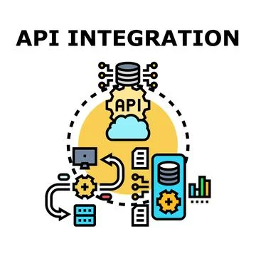 Api integration developing application programming interface concept Stock Illustration