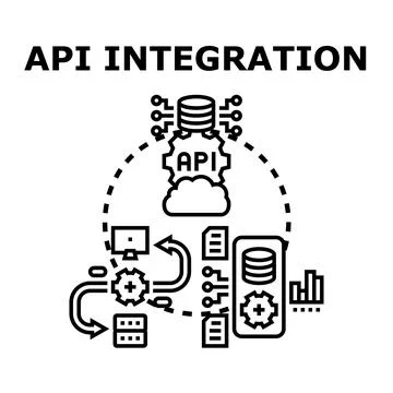 Api integration developing application programming interface concept Stock Illustration