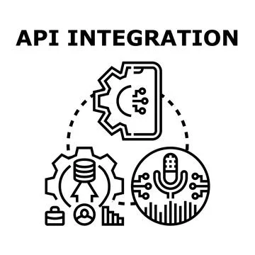 Api integration developing modern communication technology systems Stock Illustration