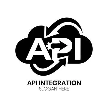 API Integration Logo Design with Cloud Computing and Network Stock Illustration