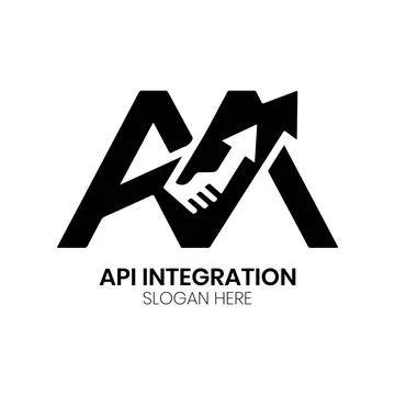 API Integration Logo Design with Upward Arrow Handshake Stock Illustration