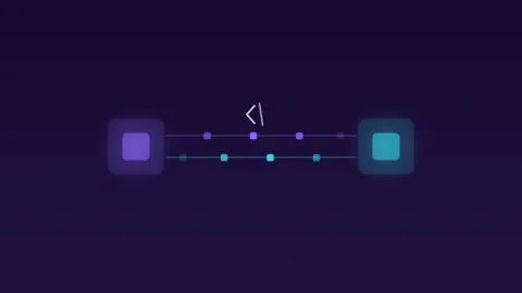 Api integration modules data exchange violet cloud loop Stock Footage 342612239