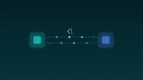 Api integration modules data exchange turquoise cloud loop Vídeo Stock 342612247
