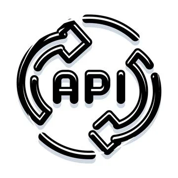 Api integration symbol with connecting arrows technology Stock Illustration