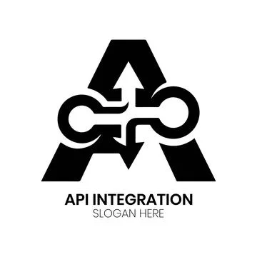 API Integration Tech Logo Design with Arrows and Nodes Stock Illustration
