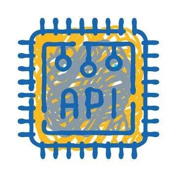 Api integration technology chip sketch drawing Stock Illustration