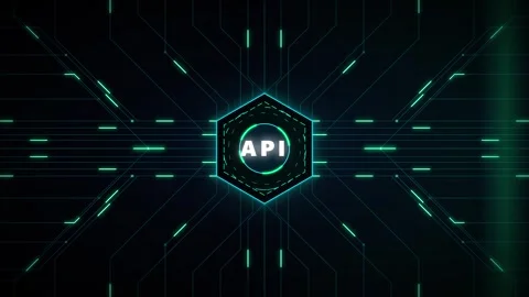 Api integration technology concept: digital hexagon interface with glowing .. 스톡 동영상 337558310