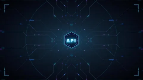 Api integration technology concept with glowing digital circuit board hud i.. Stock Footage 337565572
