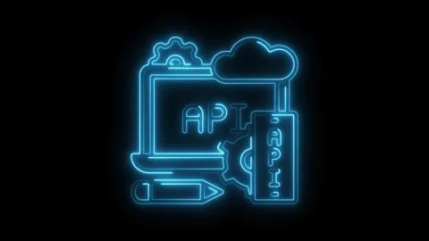 Api integration technology concept with neon glow for software development .. Stock Footage 308997647