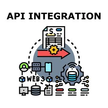 Api integration technology connecting digital systems and services Illustrazione stock