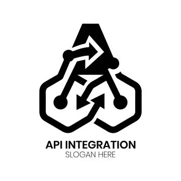 API Integration Technology Logo Design with Arrow Nodes Stock Illustration