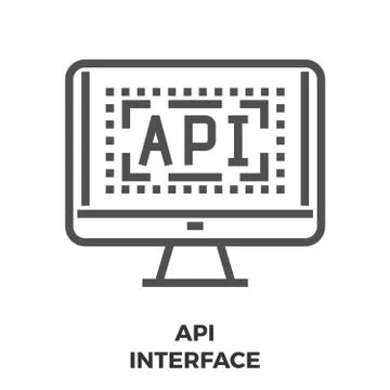 API Interface Line Icon Illustration