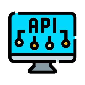 Api interface on a monitor screen for software development Ilustración de archivo