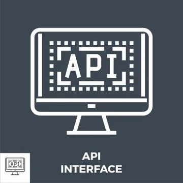 API Interface Thin Line Vector Icon Stock Illustration