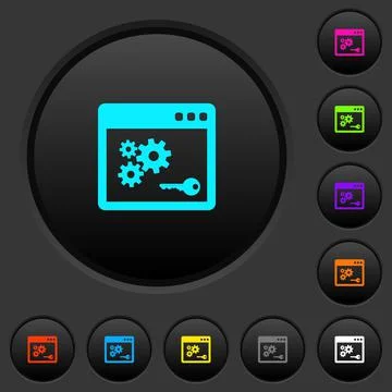 API key dark push buttons with color icons Stockillustratie