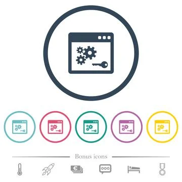 API key flat color icons in round outlines Illustrazione stock