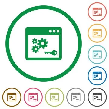 API key flat icons with outlines イラスト素材