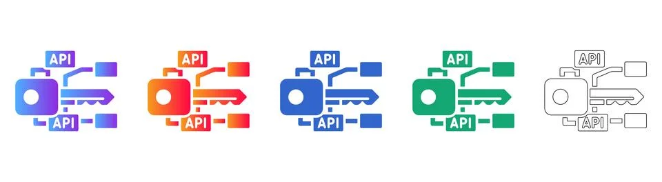 API Key Security Icons Set イラスト素材