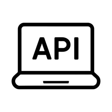 API Laptop Icon. Black and White Symbol of Application Programming Interface イラスト素材