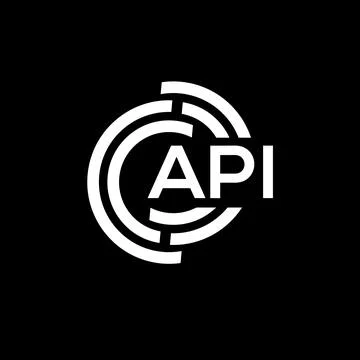 API letter logo design on black background. API creative initials letter logo Stock Illustration