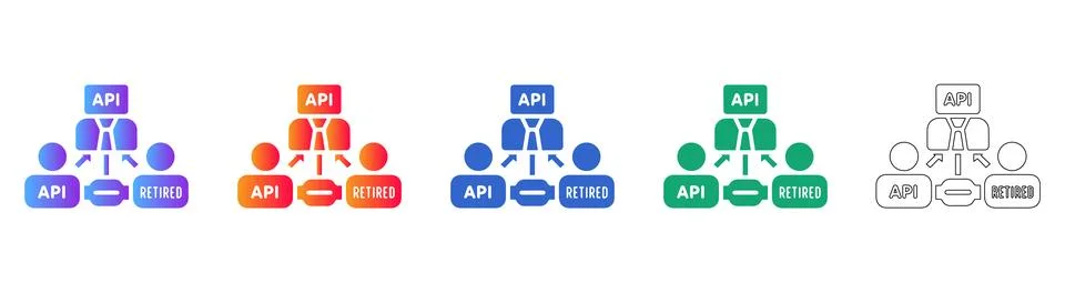API Lifecycle Management Icon Set 库存插图
